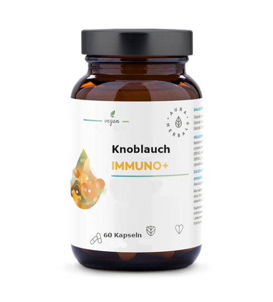 Immuno+, 60 Kapseln, Knoblauch, Zimt, Holunder, bei Erkältung, für Durchblutung, gegen Bakterien, für Immunsystem